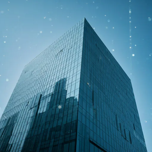Glass skyscraper at dusk